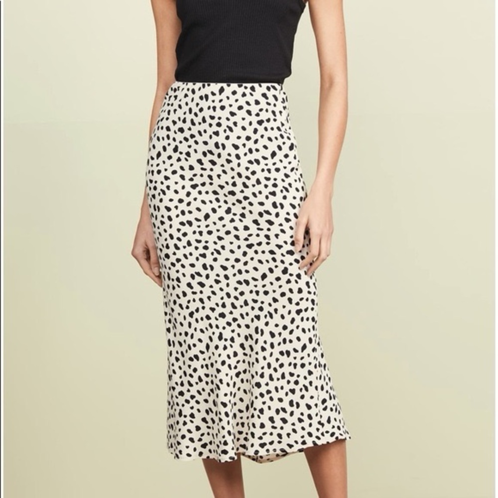 NWT Rachel Zoe Black and White polka dot satin Maxi‎ Skirt